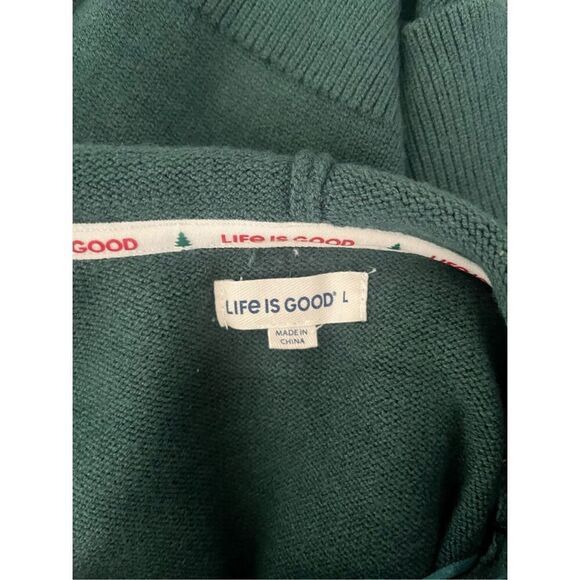 Life Is Good Rocket Snowfall Winter Graphic Hooded Jasper Sweater Size Large - Picture 3 of 6